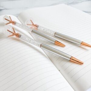 ✨Clear Quartz Crystal Ballpoint Pens with Rose Gold Accents✨